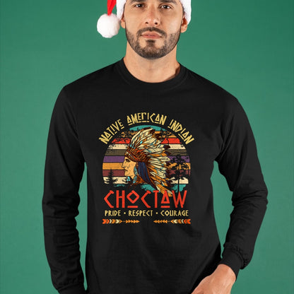 Native American T-Shirts, Vintage Native American Unisex T-Shirt/Hoodie/Sweatshirt HLT00 - American Flag - Choctaw Native American Indian Pride Indigenous Tribe T-Shirt