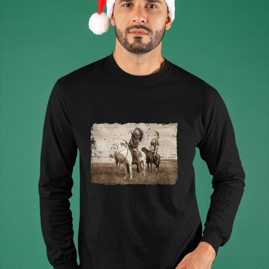 Native American T-Shirts, Vintage Native American Unisex T-Shirt/Hoodie/Sweatshirt HLT00 - Native American Chief Head Indians Warbonnets Headdress T-Shirt (1)