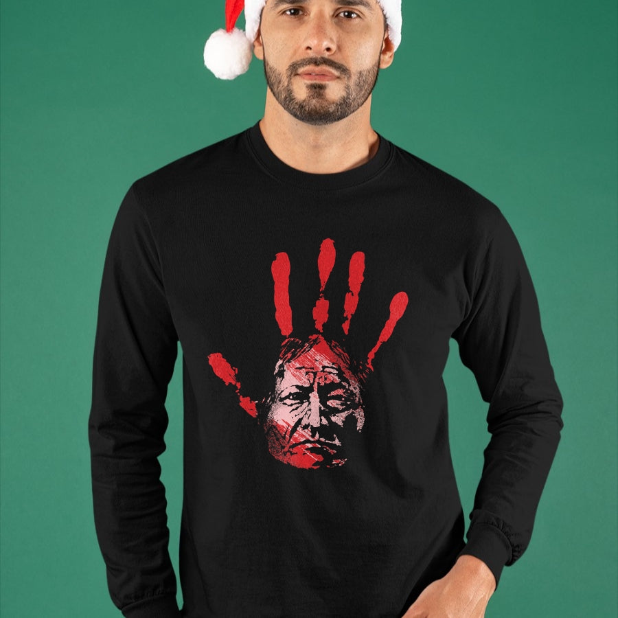 Native American T-Shirts, Vintage Native American Unisex T-Shirt/Hoodie/Sweatshirt HLT00 - Native American Indigenous Red Hand Indian Blood Themed T-Shirt (4)