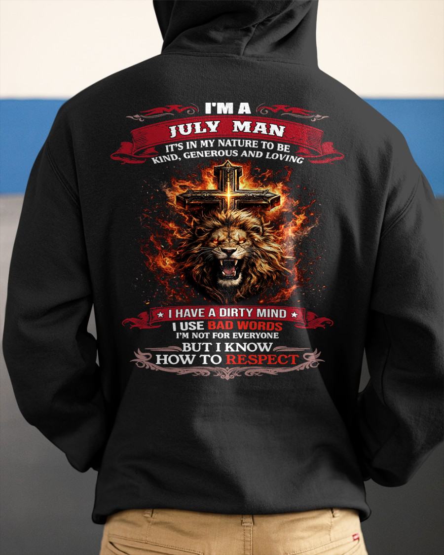 JULY - KIND AND LOVING ARE MY NATURE - PREMIUM DTG PRINT BIRTHDAY T-SHIRT FOR MEN - EBIL07 (SKU26T-01-31-07)