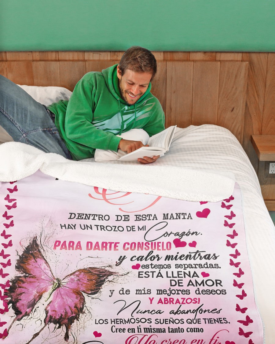 MANTA PARA HIJA – REGALO DE COMODIDAD Y CALOR DE MAMÁ Manta acolchada de forro polar Sherpa (SKUB12-34)