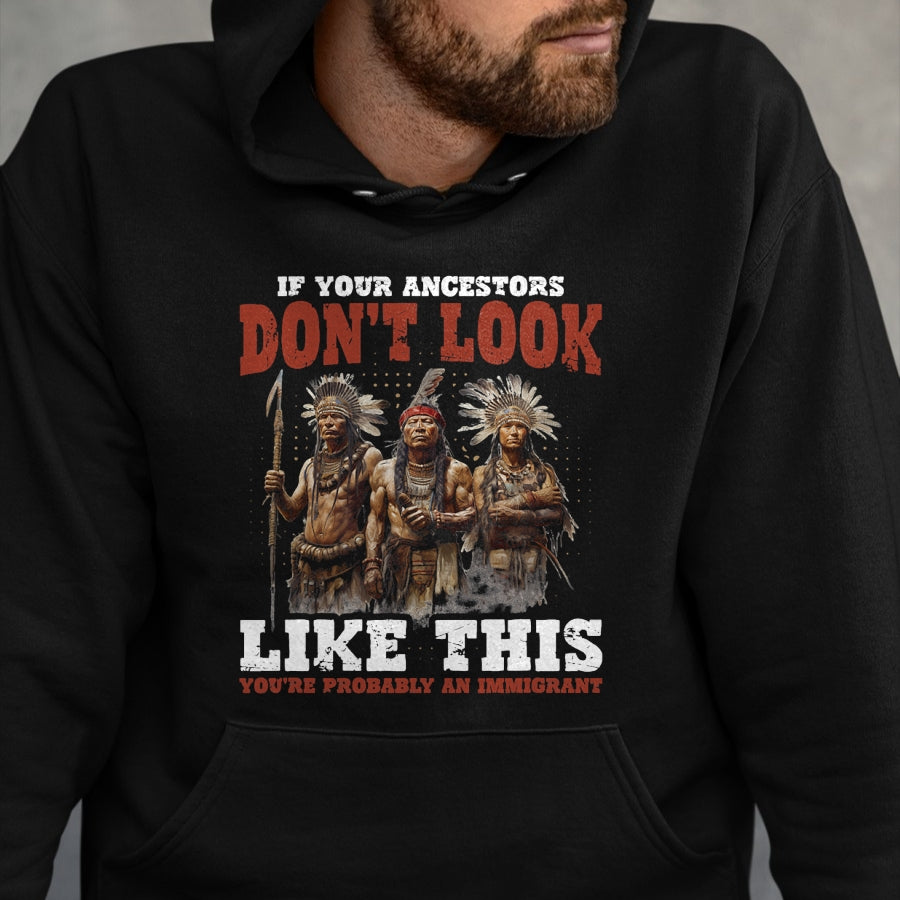 Native American T-Shirts, Vintage Native American Unisex T-Shirt/Hoodie/Sweatshirt HLT00 - American Flag - Ancestors Native American Native Tribes Pride Indigenous T-Shirt