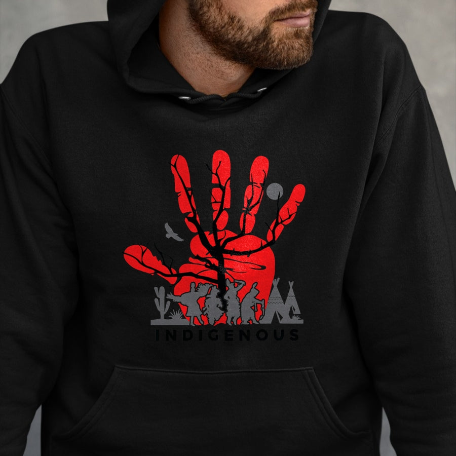 Native American T-Shirts, Vintage Native American Unisex T-Shirt/Hoodie/Sweatshirt HLT00 - Native American Indigenous Red Hand Indian Blood Themed T-Shirt (11)