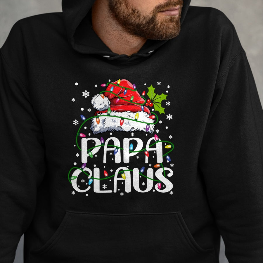 Papa Claus Christmas Lights Pajama Family Matching T-Shirt - Christmas Unisex T-Shirt/Hoodie/Sweatshirt - HNDS00