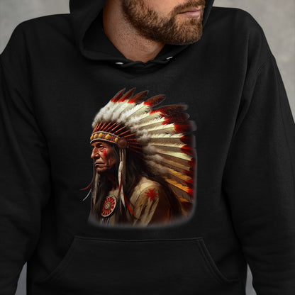 Native American T-Shirts, Vintage Native American Unisex T-Shirt/Hoodie/Sweatshirt HLT00 - Native American Indian Headdress Graphic Tees Men Women T-Shirt (1)