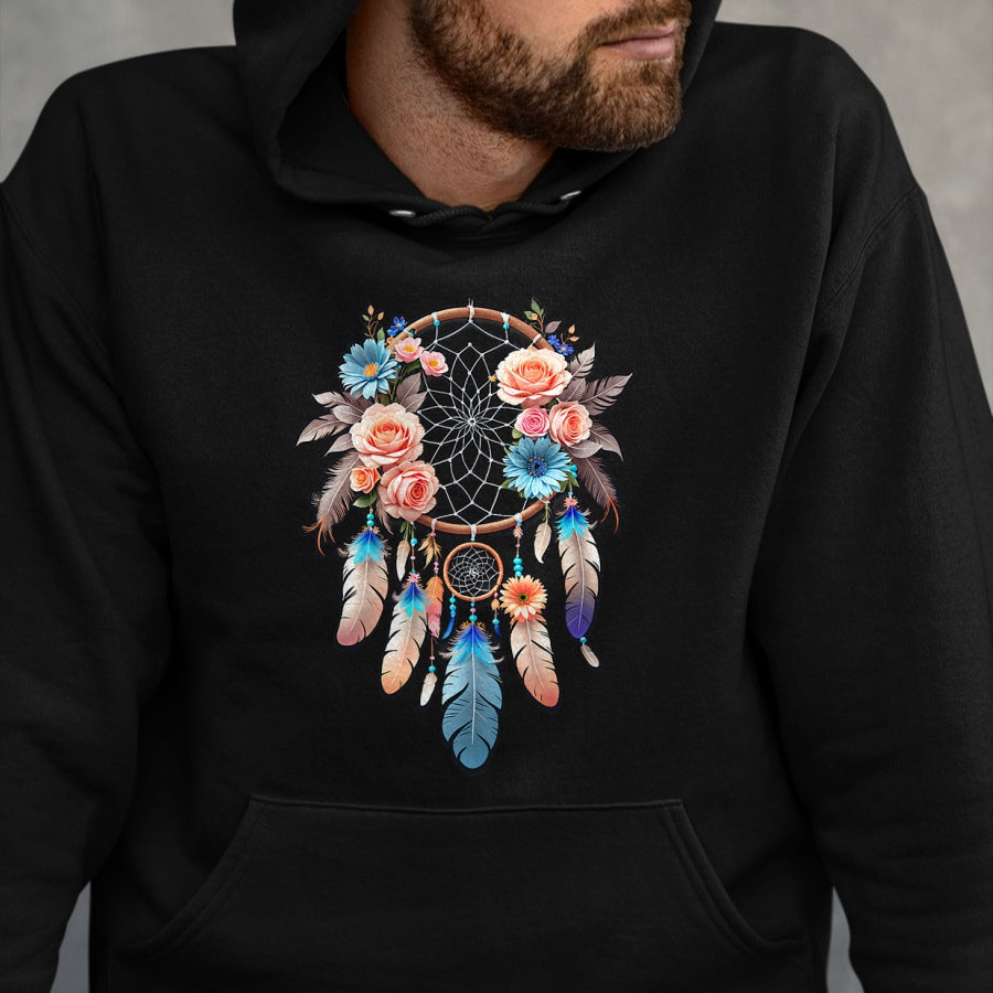 Native American T-Shirts, Vintage Native American Unisex T-Shirt/Hoodie/Sweatshirt HLT00 - American Flag - Boho Dream Catcher Native American Indian Indigenous Women T-Shirt (1)