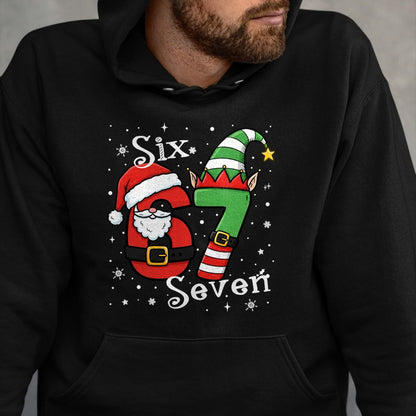 Funny Six Seven 67 Meme 6 7 Elf Santa Christmas Pajamas Kids T-Shirt  - Christmas Unisex T-Shirt/Hoodie/Sweatshirt - HNDS00