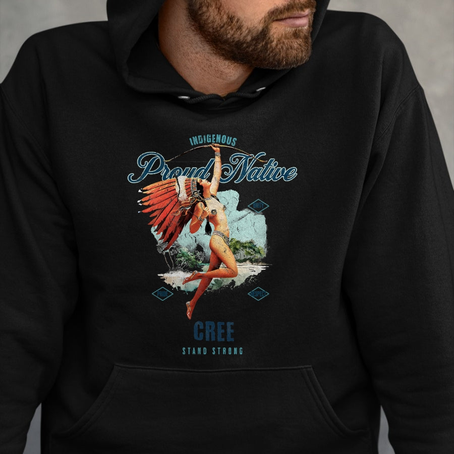 Native American T-Shirts, Vintage Native American Unisex T-Shirt/Hoodie/Sweatshirt HLT00 - American Flag - Cree Indigenous Proud Native Art Deco Stand Strong T-Shirt