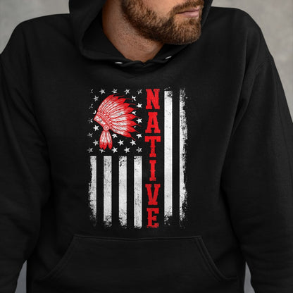 Native American T-Shirts, Vintage Native American Unisex T-Shirt/Hoodie/Sweatshirt HLT00 - Native - American Day USA Flag Cherokee Indigenous People T-Shirt (1)