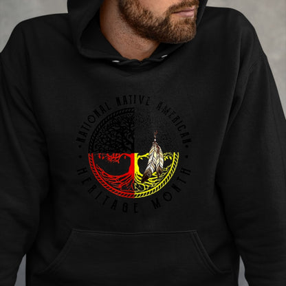 Native American T-Shirts, Vintage Native American Unisex T-Shirt/Hoodie/Sweatshirt HLT00 - Native Tree Roots Leather Native American Heritage Month T-Shirt (1)
