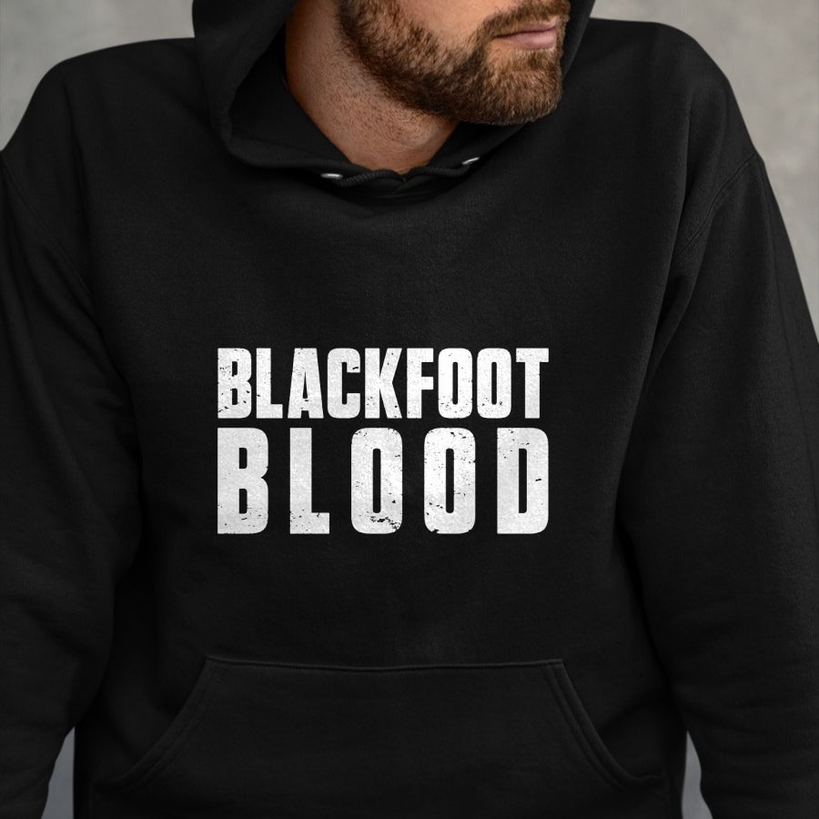 Native American T-Shirts, Vintage Native American Unisex T-Shirt/Hoodie/Sweatshirt HLT00 - American Flag - Blackfoot Blood for Proud Native American Blackfoot Tribe Long Sleeve T-Shirt