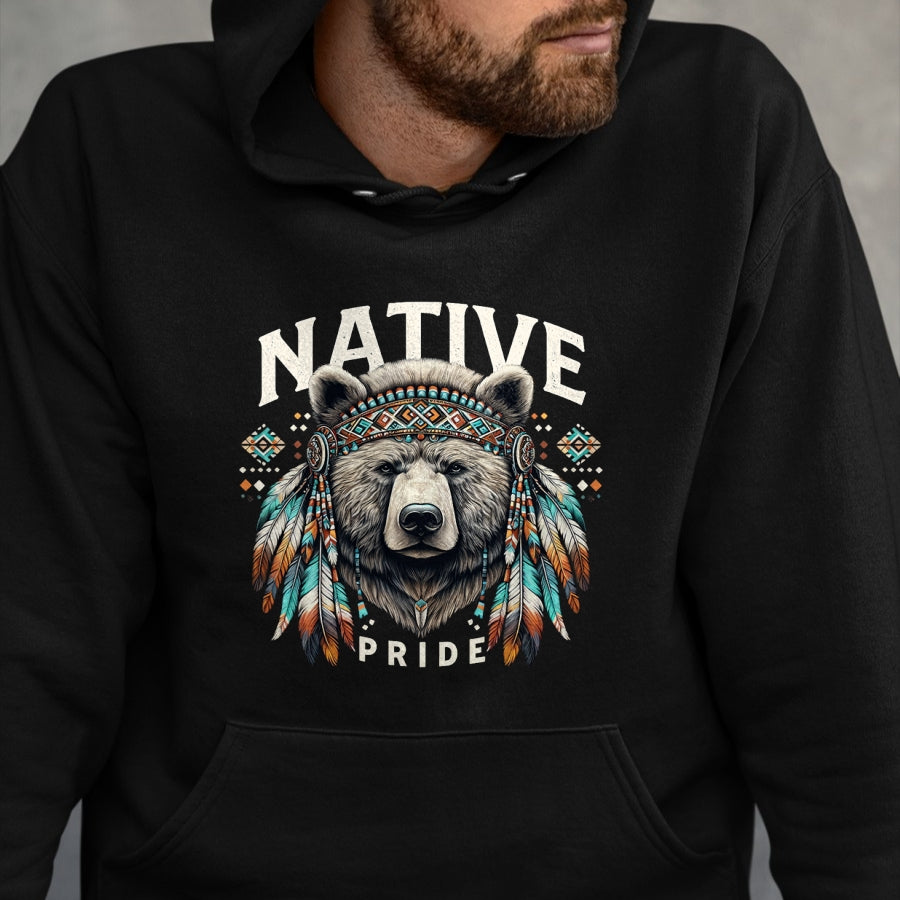 Native American T-Shirts, Vintage Native American Unisex T-Shirt/Hoodie/Sweatshirt HLT00 - Native American Bear Artwork Native American Day Design T-Shirt (4)