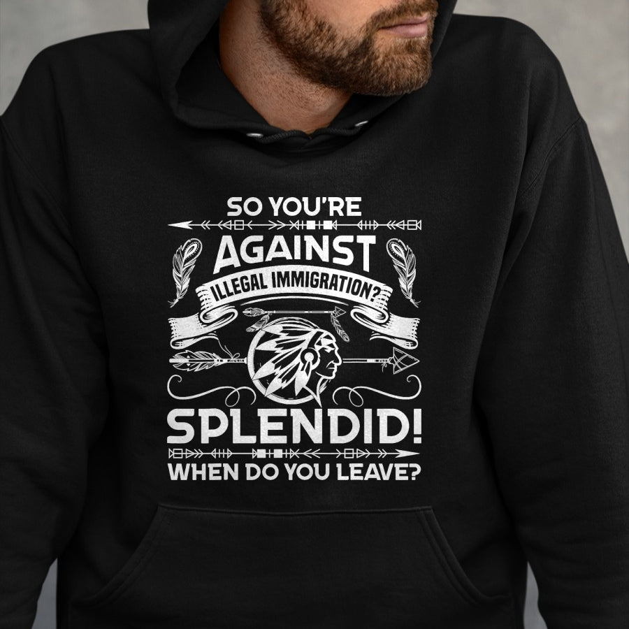 Native American T-Shirts, Vintage Native American Unisex T-Shirt/Hoodie/Sweatshirt HLT00 - Funny Native American Immigration Indigenous Indian Pride T-Shirt (1)