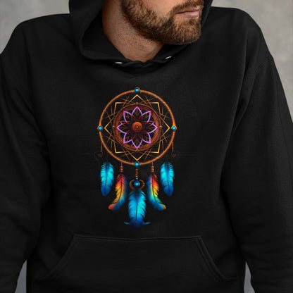Native American T-Shirts, Vintage Native American Unisex T-Shirt/Hoodie/Sweatshirt HLT00 - American Flag - Colorful Dreamcatcher Feathers Tribal Native American Indian T-Shirt (1)