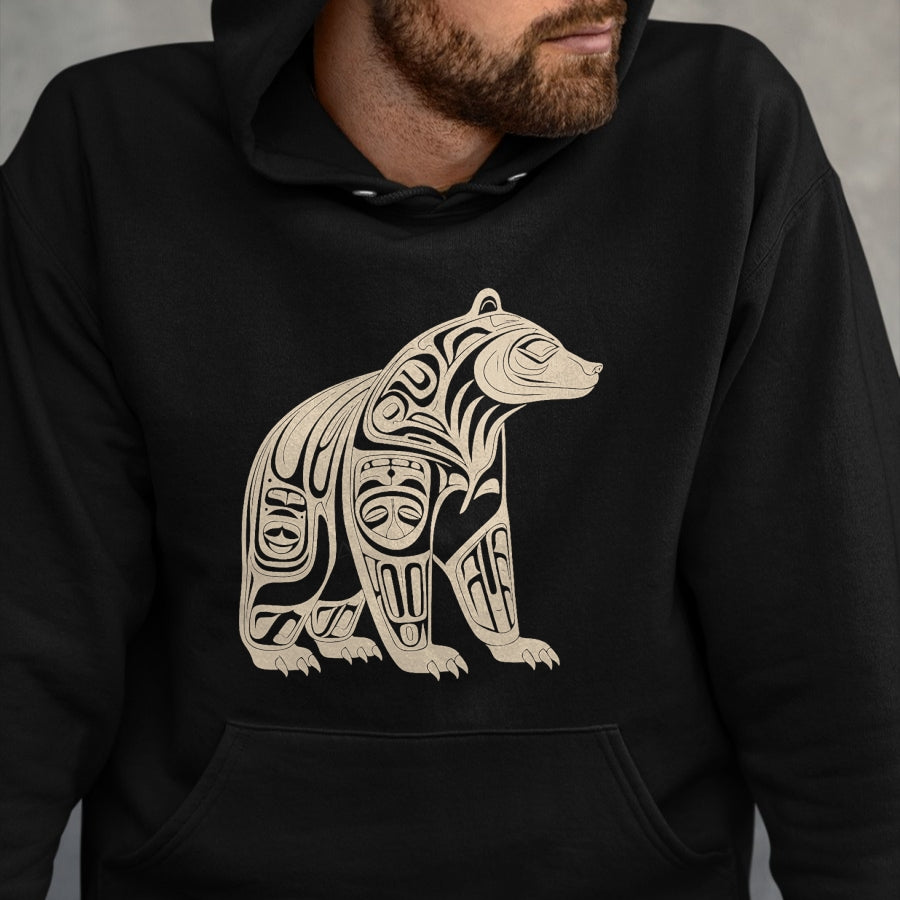 Native American T-Shirts, Vintage Native American Unisex T-Shirt/Hoodie/Sweatshirt HLT00 - American Flag - Bear Native Formline Art Salish Haida Tlingit Pacific Animal T-Shirt (1)