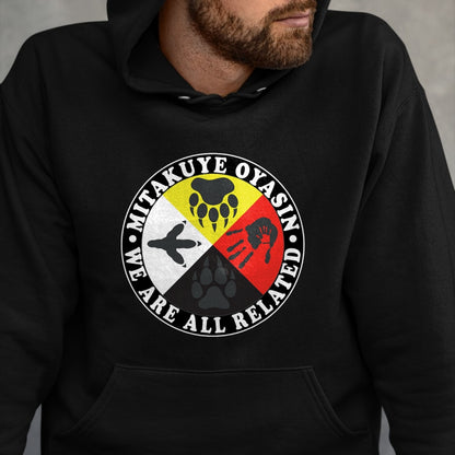 Native American T-Shirts, Vintage Native American Unisex T-Shirt/Hoodie/Sweatshirt HLT00 - Native American Medicine Wheel Mitakuye Oyasin T-Shirt (1)