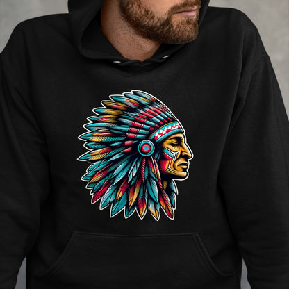 Native American T-Shirts, Vintage Native American Unisex T-Shirt/Hoodie/Sweatshirt HLT00 - Native American Indian Headdress Chief Feathers Indigenous T-Shirt (1)