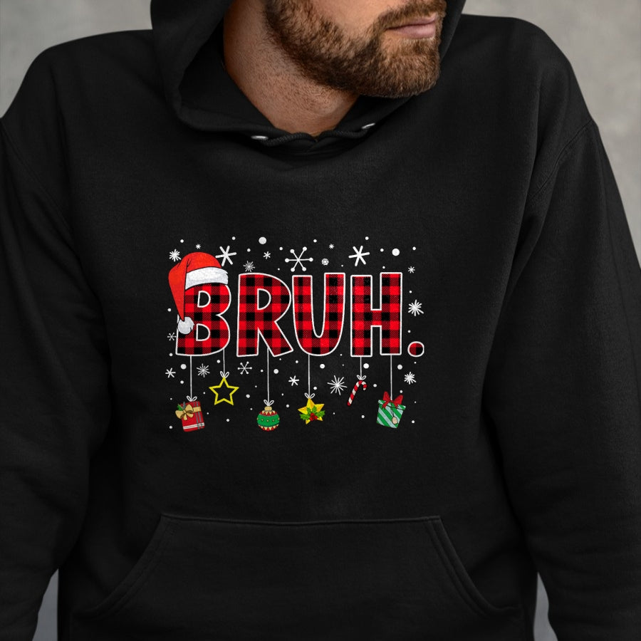 Bruh Funny Christmas Red Plaid Teens Boys Kids Xmas Pajamas T-Shirt - Christmas Unisex T-Shirt/Hoodie/Sweatshirt - HNDS00