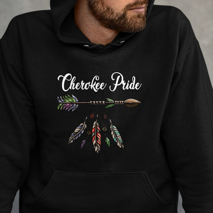 Native American T-Shirts, Vintage Native American Unisex T-Shirt/Hoodie/Sweatshirt HLT00 - American Flag - Cherokee Pride Feathers Native American Long Sleeve T-Shirt