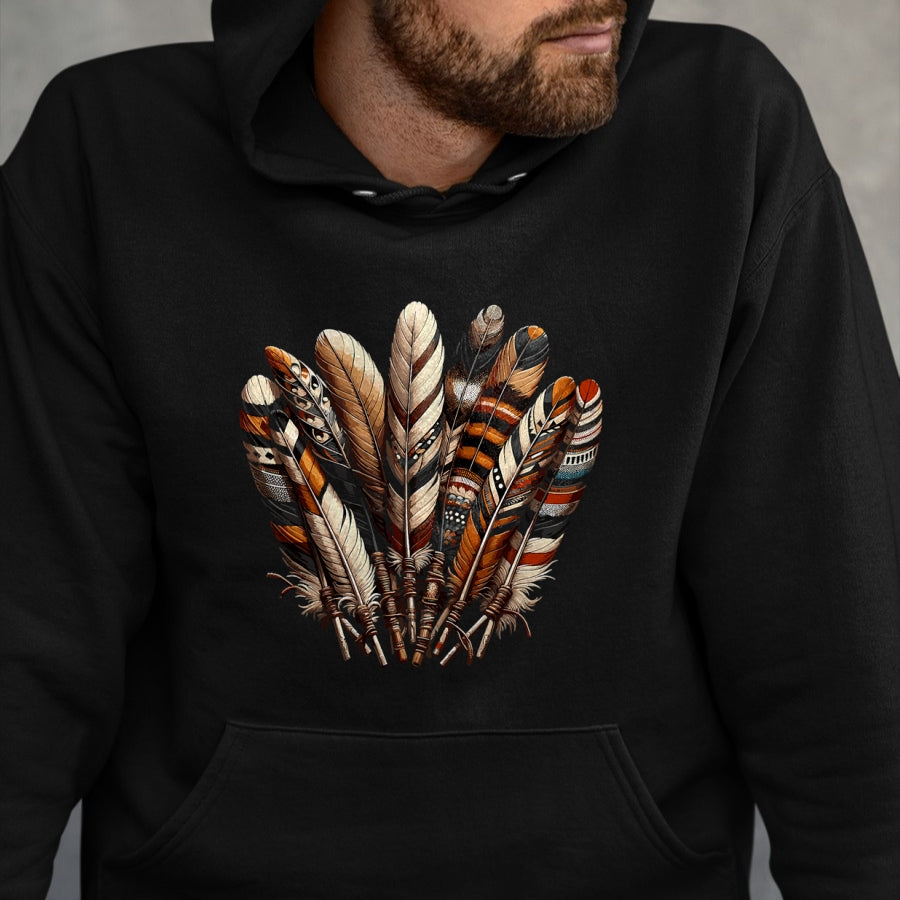 Native American T-Shirts, Vintage Native American Unisex T-Shirt/Hoodie/Sweatshirt HLT00 - Southwest Native American Indian Tribal Art Colorful Feather T-Shirt (1)