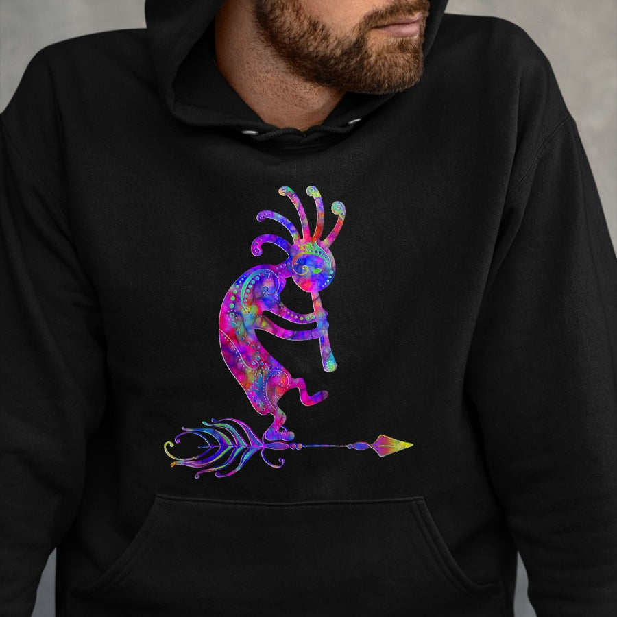 Native American T-Shirts, Vintage Native American Unisex T-Shirt/Hoodie/Sweatshirt HLT00 - Native American Kokopelli With Feather 2 - Fan Fun T-Shirt