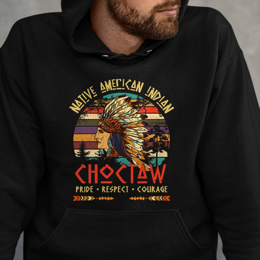 Native American T-Shirts, Vintage Native American Unisex T-Shirt/Hoodie/Sweatshirt HLT00 - American Flag - Choctaw Native American Indian Pride Indigenous Tribe T-Shirt