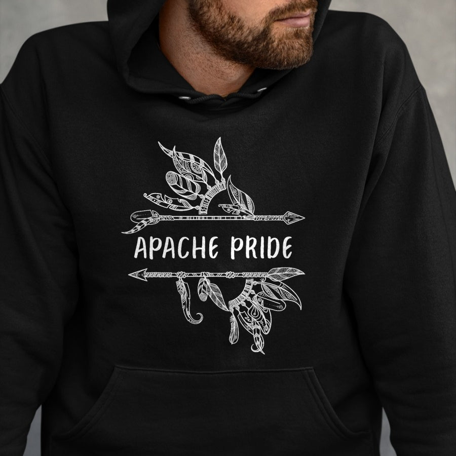 Native American T-Shirts, Vintage Native American Unisex T-Shirt/Hoodie/Sweatshirt HLT00 - American Flag - Apache Pride Indian Native American Roots T-Shirt (1)