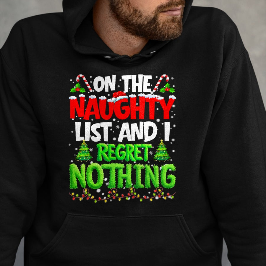 On The Naughty List and Regret Nothing Pjs Christmas Xmas Ki T-Shirt - Christmas Unisex T-Shirt/Hoodie/Sweatshirt - HNDS00