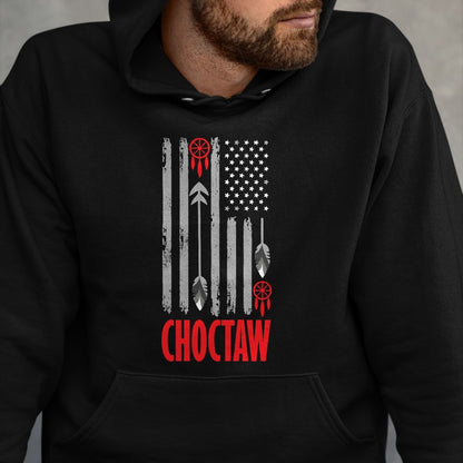 Native American T-Shirts, Vintage Native American Unisex T-Shirt/Hoodie/Sweatshirt HLT00 - American Flag - Choctaw Tribe Native American Day Indigenous Peoples Day Men T-Shirt