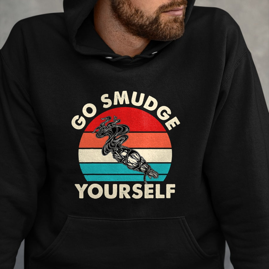 Native American T-Shirts, Vintage Native American Unisex T-Shirt/Hoodie/Sweatshirt HLT00 - Go Smudge Yourself Native American Funny Smudging Feather T-Shirt (1)