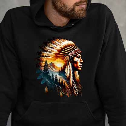 Native American T-Shirts, Vintage Native American Unisex T-Shirt/Hoodie/Sweatshirt HLT00 - American Flag - Cool Native American Indian Chief Men Women Native American T-Shirt (1)