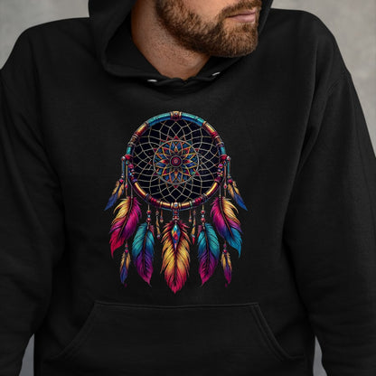 Native American T-Shirts, Vintage Native American Unisex T-Shirt/Hoodie/Sweatshirt HLT00 - American Flag - Colorful Dreamcatcher Feather Native American Indian Art T-Shirt (1)