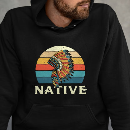 Native American T-Shirts, Vintage Native American Unisex T-Shirt/Hoodie/Sweatshirt HLT00 - Native Indian Retro Headdress Native American Blood Pride T-Shirt