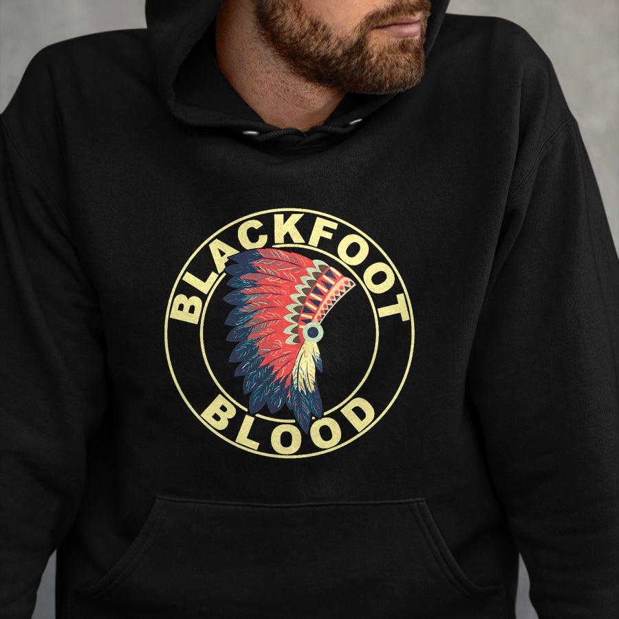 Native American T-Shirts, Vintage Native American Unisex T-Shirt/Hoodie/Sweatshirt HLT00 - American Flag - Blackfoot Blood Native American Headdress Blackfoot Tribe T-Shirt