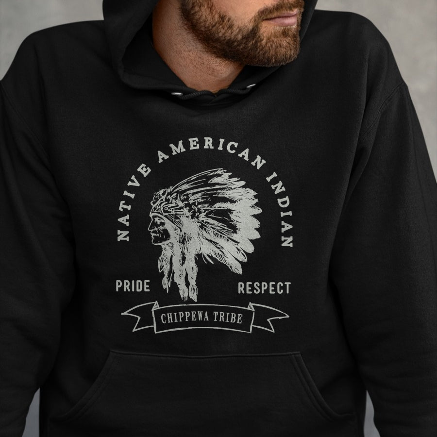 Native American T-Shirts, Vintage Native American Unisex T-Shirt/Hoodie/Sweatshirt HLT00 - American Flag - Chippewa Tribe Native American Indian Pride Respect Love T-Shirt