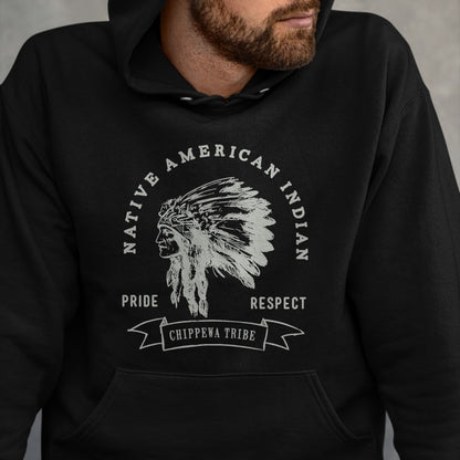 Native American T-Shirts, Vintage Native American Unisex T-Shirt/Hoodie/Sweatshirt HLT00 - American Flag - Chippewa Tribe Native American Indian Pride Respect Love T-Shirt