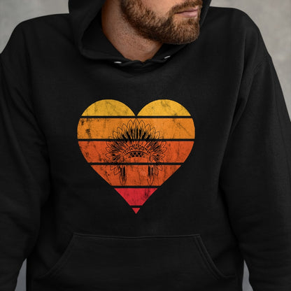 Native American T-Shirts, Vintage Native American Unisex T-Shirt/Hoodie/Sweatshirt HLT00 - Native American Retro Vintage Heart Sunset Native American T-Shirt