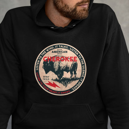Native American T-Shirts, Vintage Native American Unisex T-Shirt/Hoodie/Sweatshirt HLT00 - American Flag - Cherokee Native American Indian Born Freedom Wild Buffalo T-Shirt (1)