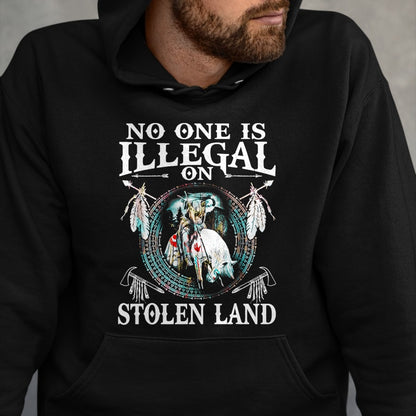 Native American T-Shirts, Vintage Native American Unisex T-Shirt/Hoodie/Sweatshirt HLT00 - No One Is Illegal on Stolen Land Gifts Native Americans T-Shirt (1)