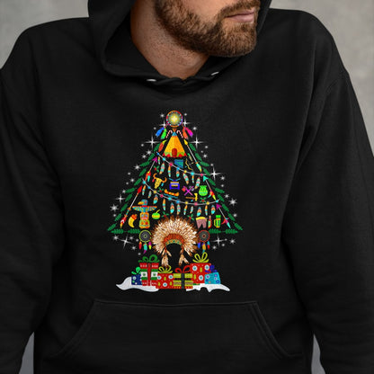 Native American T-Shirts, Vintage Native American Unisex T-Shirt/Hoodie/Sweatshirt HLT00 - American Flag - Christmas Tree Native American Tribe T-Shirt (1)