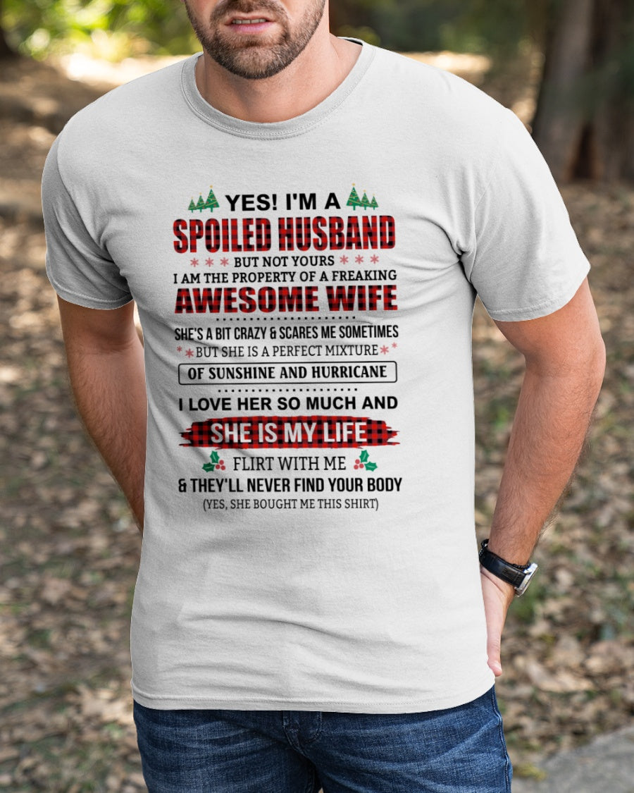 SPOILED HUSBAND OF AWESOME WIFE - PERFECT CHRISTMAS GIFT FROM WIFE - EBIL00