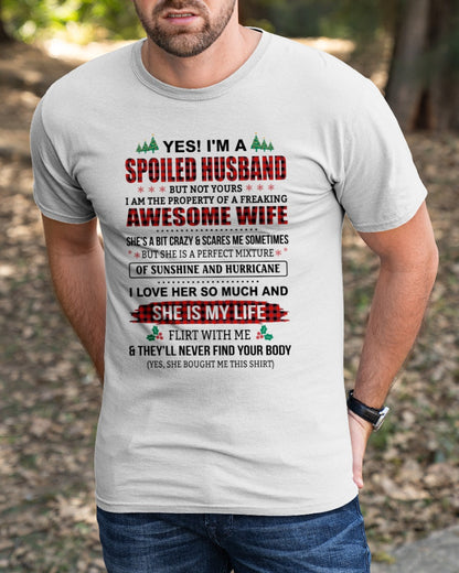 SPOILED HUSBAND OF AWESOME WIFE - PERFECT CHRISTMAS GIFT FROM WIFE - EBIL00
