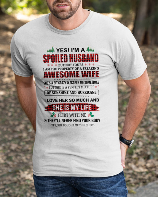 SPOILED HUSBAND OF AWESOME WIFE - PERFECT CHRISTMAS GIFT FROM WIFE - EBIL00