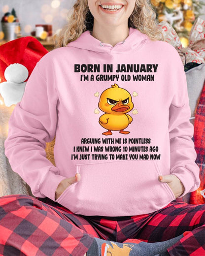 Born In January I'm A Grumpy Old Woman - T Shirt For Woman - DONN01 (SKU09-80-01)