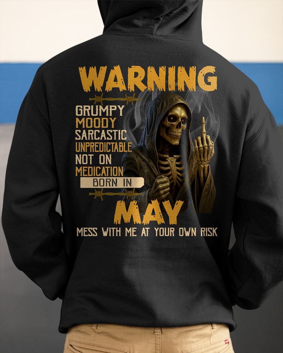 MAY - WARNING GRUMPY MOODY - BIRTHDAY T-SHIRT FOR MEN - EBIL05 (SKU26T-01-07-05)