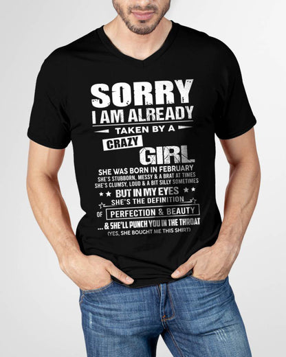 February – Sorry I Am Already Taken By A Crazy Girl – Gift For Your Boyfriend, Husband From Wife – DOAN02 (SKU10-139-02)