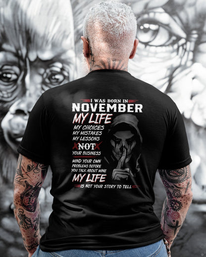I WAS BORN IN NOVEMBER - T-SHIRT FOR MAN - DONN11 (SKU08-36-11)