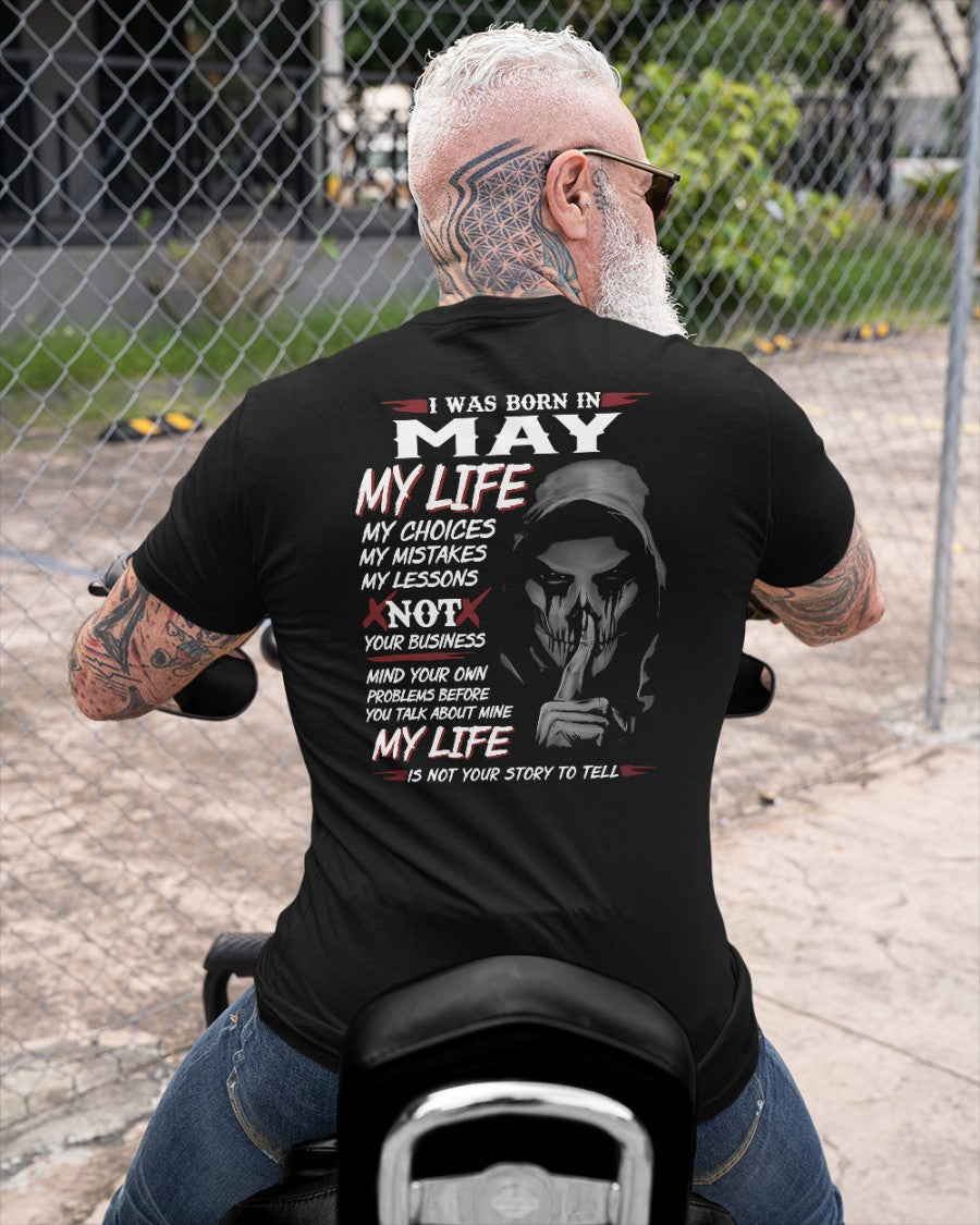 I WAS BORN IN MAY - T-SHIRT FOR MAN - DONN05 (SKU08-36-05)