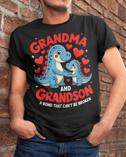 GRANDMA AND GRANDSON A BOND THAT CAN'T BE BROKEN DINOSAUR UNISEX T-SHIRT EBIL00 (SKU-GMS3)
