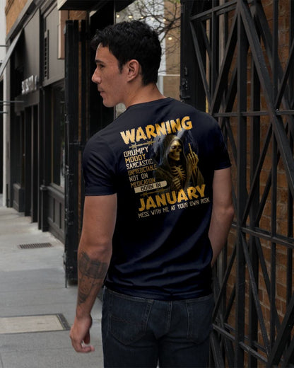 JANUARY - WARNING GRUMPY MOODY - BIRTHDAY T-SHIRT FOR MEN - EBIL01 (SKU26T-01-07-01)